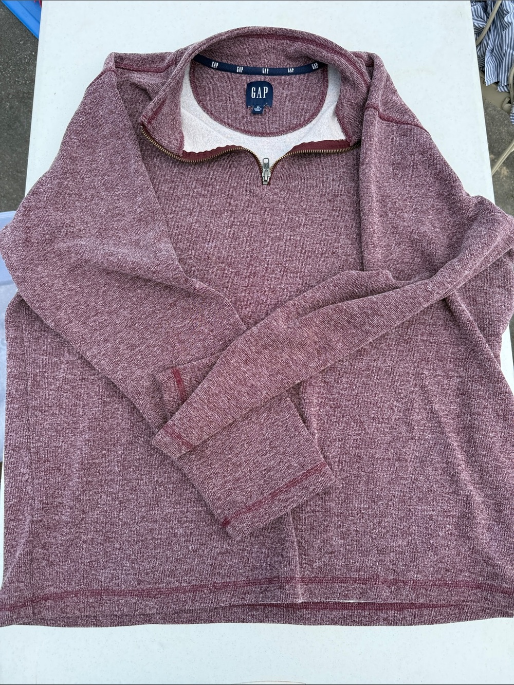 GAP Men's Heathered Maroon Quarter-Zip Pullover
